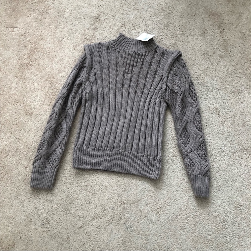 Gray Knit High Neck Sweater - Picture 1 of 6